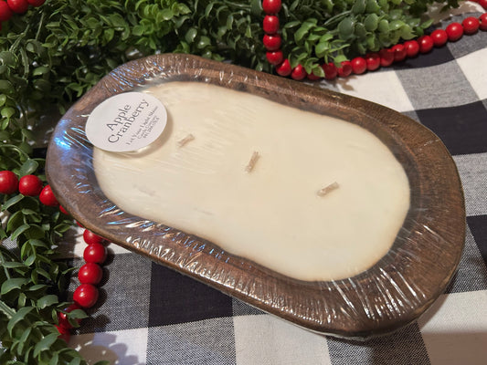 Wood Dough Bowl Candle